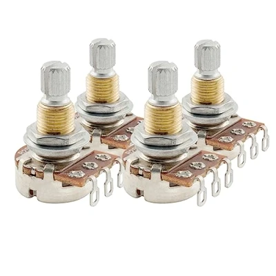 Afbeelding van Musiclily Pro Messing Schroefdraad Mini Metric Split Shaft B250K Lineaire Potmeter voor Elektrische Gitaar en Basgitaar (4 Stuks)