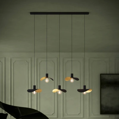 Afbeelding van Stars of Light Zwarte hanglamp Saceda met goud 5 lichts 390396