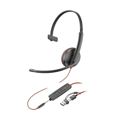 Afbeelding van POLY Blackwire 3215 Monaural USB C Headset + 3,5 mm plug C/A adapter