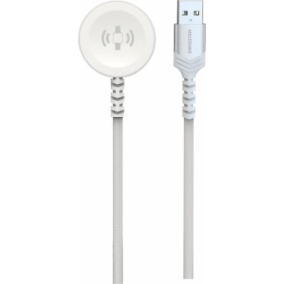 Afbeelding van Swissten Draadloze Magnetische Oplaadkabel Geschikt voor Apple Watch USB A 1.2M Wit