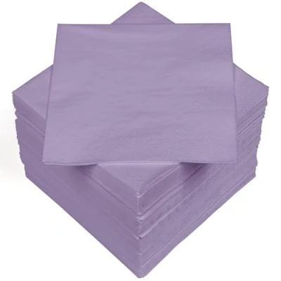 Afbeelding van HEKU 100 effen servetten, 3 laags, 33 x cm, uniforme kwaliteit voor evenementen en horeca, praktische verpakking van 5 stuks, zeer absorberend stijlvol, lila