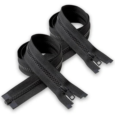 Afbeelding van IPEA ritssluiting zwart 65 cm lang 2 stuks ketting maat #5 deelbare ritssluitingen voor naaiwerk jassen breedte 30 mm kleur
