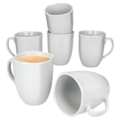 Afbeelding van Set van 6 LOTTA koffiemokken wit porselein 300ml