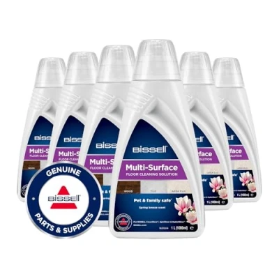 Afbeelding van BISSELL Multi Surface Schoonmaakmiddel voor Vloeren 1L Reiniging Laminaat, Tegels en Tapijt 6 Pack Lente Bries Geur Ideaal CrossWave, SpinWave HydroWave 3932