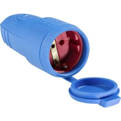 Afbeelding van AS Schwabe 62411 Koppeling met randaarde Rubber 230 V Blauw IP44