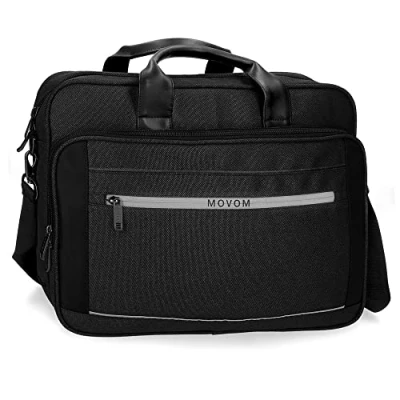 Afbeelding van Movom trimmed laptoptas, dubbel, aanpasbaar, 15,6 inch, zwart, 40 x 30 11 cm, polyester, Blanco Y Gris, Laptoptas met twee aanpasbare vakken