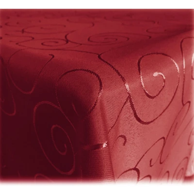 Afbeelding van JEMIDI tafelkleed ornamenten zijdeglans edele tafelhoes Donkerrood Vorm Oval Maat 130x220