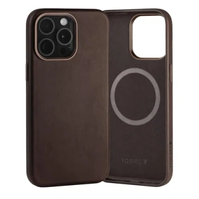 Afbeelding van TORRO Case Compatibel met iPhone 15 Pro Max Premium Lederen MagSafe Hoesje (Donker Bruin)