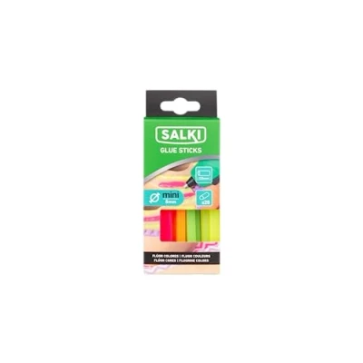 Afbeelding van SALKI Lijmstiften in neonkleuren (mini), kleine doos, sneldrogend, alleen voor gebruik met lijmpistolen, geschikt knutselwerk, decoratieve elementen, hoofddeksels enz