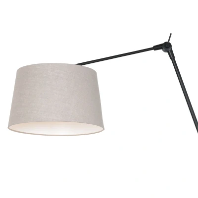 Afbeelding van Steinhauer Wandlamp prestige chic 8188 zwart kap linnen grijs