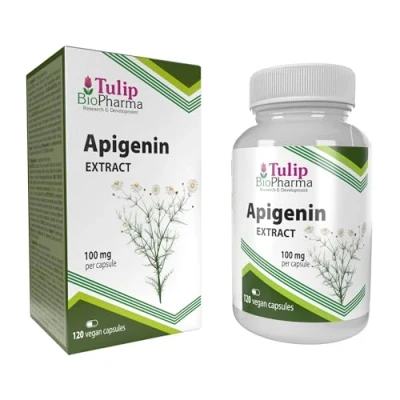 Afbeelding van Tulip BioPharma Apigenin 100 mg 120 capsules, getest in laboratorium van derden, supplement met hoge sterkte, gluten en GGO vrij