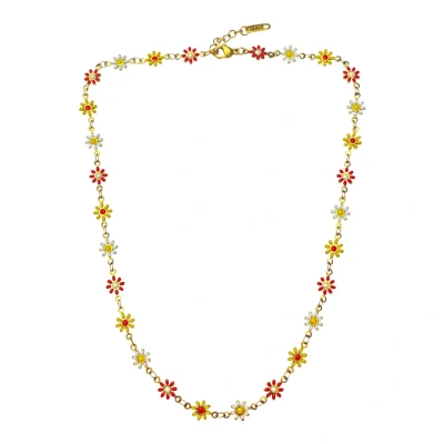Afbeelding van Fjesta Oeteldonk Ketting Bloemetjes Sieraden Accessoires Goud Premium RVS One Size