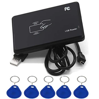 Afbeelding van Amao RFID Reader IC Card Non Contact 14443A met USB interface + 5 x 13,56 MHz T5577 / EM4305 Key Fobs