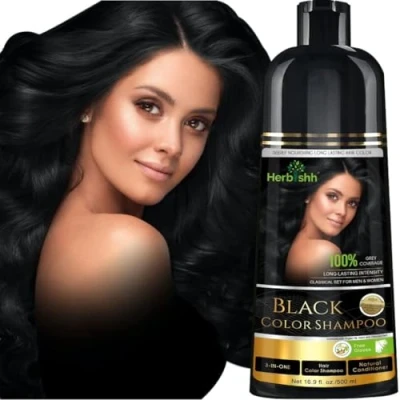 Afbeelding van Herbishh Hair Color Shampoo for Gray HairNatural Dye ShampooColors In MinutesLong lasting colour500 ML3 1 ColorAmmonia Free (Black)