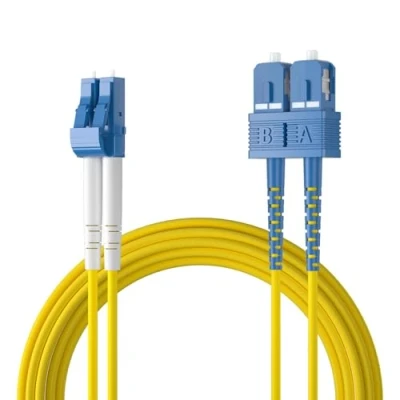 Afbeelding van Fiber Patch Cable LC to SC OS2 10Gb/Gigabit Singlemode Jumper Duplex 9/125 LSZH Optic Cord, Yellow, 1 Meter(3.3ft)