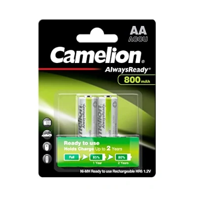 Afbeelding van Camelion NiMH Always Ready HR6 / AA 800mAh Oplaadbare Batterijen 2 stuks
