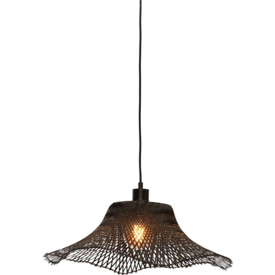 Afbeelding van Good&amp;Mojo Hanglamp Ibiza Bamboe Wavy Small Zwart 50x50x15cm