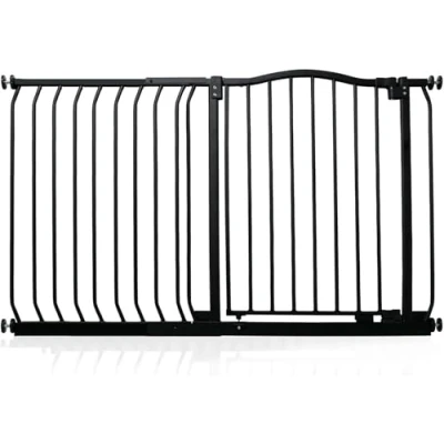 Afbeelding van Safetots Traphekje met Gebogen Bovenkant Assortiment, 125cm 134cm (69 opties beschikbaar), Mat Zwart, Drukbevestiging Traphekje, Babyhekje voor Deuren Gangen en Ruimtes, Veiligheidsbarrière, Eenvoudige Installatie