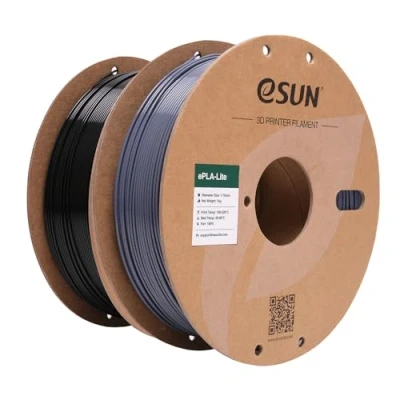 Afbeelding van eSUN PLA filament 1,75 mm, aangepast voor 3D printer, maatnauwkeurigheid +/ 0,03 1 kg (2,2 lb) spoel printing printers (Grijs + Zwart, 2KG)