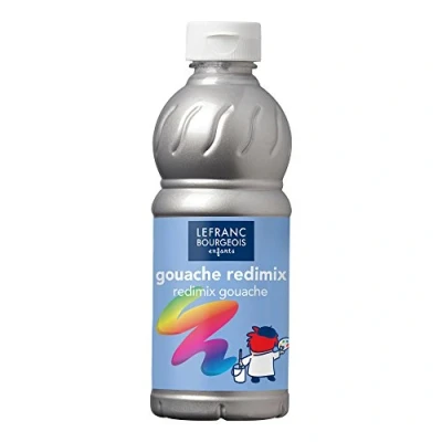 Afbeelding van Lefranc Bourgeois 188342 Redimix plakkaatverf, Tempera kinderverf, gebruiksklare gouacheverf, 500ml fles Silver