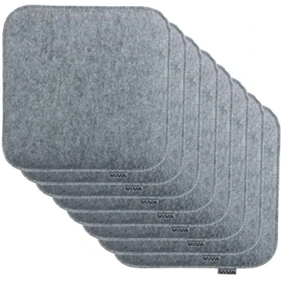 Afbeelding van Brandsseller zitkussen vilt vierkant stoelkussen kussens 35 x 2 cm (8 delige voordeelverpakking, lichtgrijs)