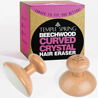 Afbeelding van Temple Spring Curved Crystal Hair Eraser Magic Remover Stone for Legs, Back and Body Exfoliating Painless Removal Silky Smooth Skin Beechwood