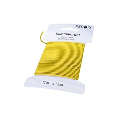 Afbeelding van perdix Elastiek, elastisch koord, 1 mm, 10 m geel, elastiek voor armbanden, tent, rugzak, tuin, hoedenelastiek, rubberen koord