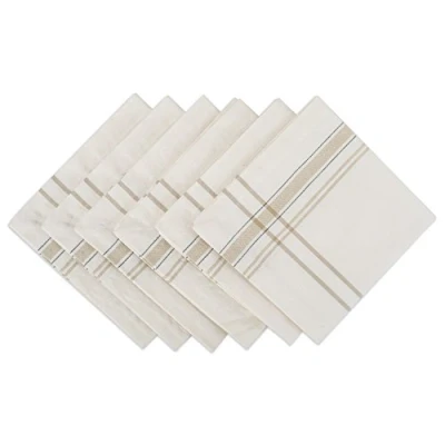 Afbeelding van DII Franse streep tafelblad collectie boerderij stijl eettafel linnen servet set, 20x20, witte Chambray, 6 delig