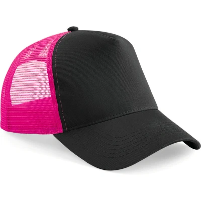Afbeelding van Beechfield Snapback truckerpet B640 Black / Fuchsia