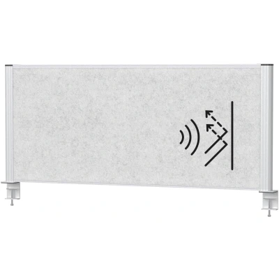 Afbeelding van MAUL Malconnecto Akoestische tafelscheidingswand, 120 x 50 cm, ruimteverdeler voor bureau, kantoor en praktijk, met klemvoet, ideaal als inkijkbescherming geluidsisolatie,