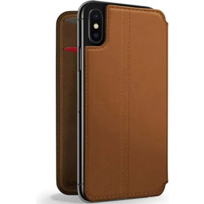 Afbeelding van Apple iPhone Xr Hoesje Echt leder Twelve South Bookcase Bruin Telefoonhoesje