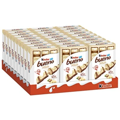 Afbeelding van Ferrero kinderbueno White chocoladerepen met witte chocolade 27 verpakkingen elk 6 afzonderlijke repen (27 x 117 g)