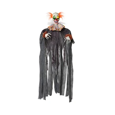 Afbeelding van Halloween/horror thema hang decoratie horror clown enge/griezelige pop 120 cm Feestdecoratievoorwerp