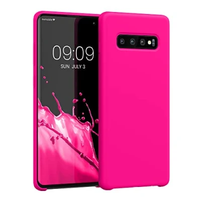 Afbeelding van kwmobile telefoonhoesje geschikt voor Samsung Galaxy S10 Plus / S10+ Hoesje met siliconen coating Smartphone case in neon roze