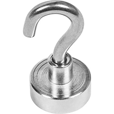 Afbeelding van Connex Neodymium potmagneet met schroefhaak Ø 20 x 7 mm 1 stuk extra sterke magneet 11 kg hechtkracht voor huishouden, werkplaats en auto/powermagneet haak/magneethaak / DY7100014