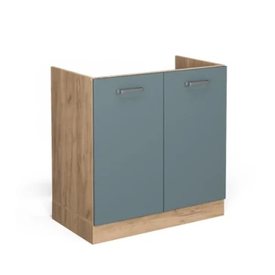 Afbeelding van Vicco Wastafelkast R Line, Blauw grijs/Krachtige eik goud, 80 cm zonder werkblad