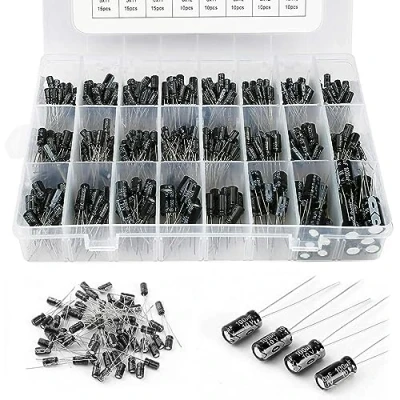 Afbeelding van 500 stuks elektrolytische condensatoren 24 waarden, condensator, assortiment aluminium condensator 0,1uf tot 1000uf 10v 16v 25v 50v capaciteit assortimentsdoos