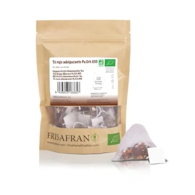 Afbeelding van FRISAFRAN Bio pu erh rode Theepiramides 15 Eenheid 30g Afslanken Diureticum Ontgiften Vetverbrander aftappen thee in zakjes natuurlijk infusie zonder toevoegingen