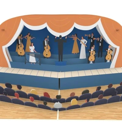 Afbeelding van MOKIO® Pop Up Kaart Orkest 3D Wenskaart voor een concert bezoek, als verpakking opera of concertkaartjes, verjaardag