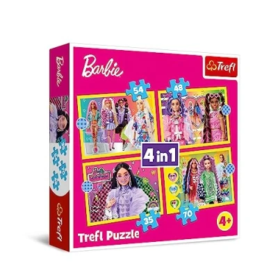 Afbeelding van 4 in 1 Barbie puzzel 35,48,54,70 Teile