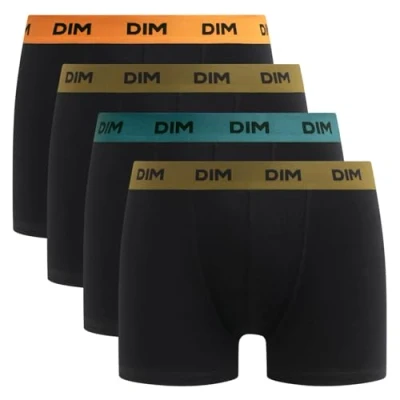 Afbeelding van Dim Boxershorts voor heren, mix en kleuren, katoen, stretch, 4 stuks, Zwarte riem oranje/blauw/groen, S