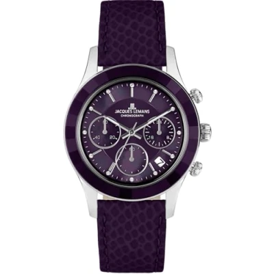 Afbeelding van Jacques Lemans Venice Chronograaf, Dames, Maat: One Size, Purple