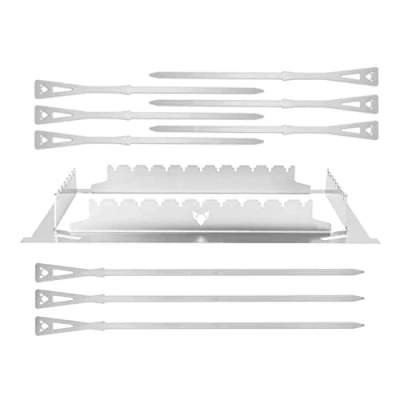 Afbeelding van Grillspiesen met houder grilltoebehoren voor de FENNEK 2.0 van rvs Made in Germany 10 delige set