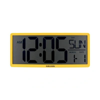 Afbeelding van Karlsson Wandklok Retro LCD Geel 34.8x2.7x14.8cm Scandinavisch