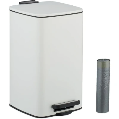 Afbeelding van badkamer prullenbak 8 l softclose met 20 vuilniszakken wit