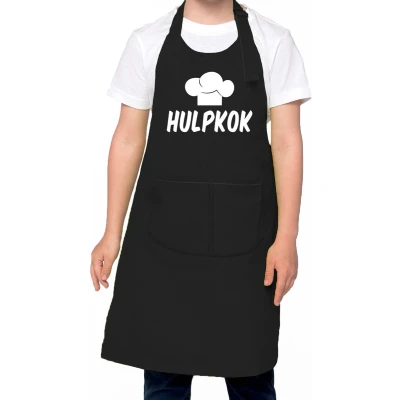 Afbeelding van Hulpkok Keukenschort kinderen/ kinder schort zwart voor jongens en meisjes Feestschorten