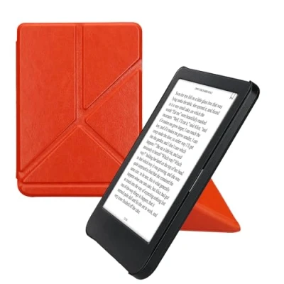 Afbeelding van kwmobile E reader hoesje geschikt voor Kobo Clara BW / Colour hoes Ereader flip case met standaard cover van kunstleer In oranje