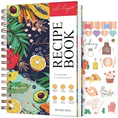 Afbeelding van PLANBERRY Receptenboek leeg hardcover kookboek om in je eigen recepten te schrijven vullen familiereceptennotitieboek 60 recepten, 14 x 21 cm (zomersmoothie)