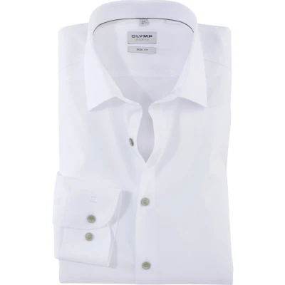 Afbeelding van OLYMP Level 5 Overhemd Stretch Wit maat 44 Heren Overhemden Formeel Effen met Slim fit Pasvorm