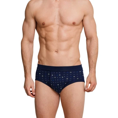 Afbeelding van 5=4 Schiesser slip donkerblauw motief 2 pack